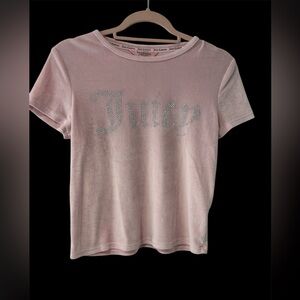 Size Medium Juicy Couture Velour Light Pink Tee with Sparkling Logo-BOGO DEAL